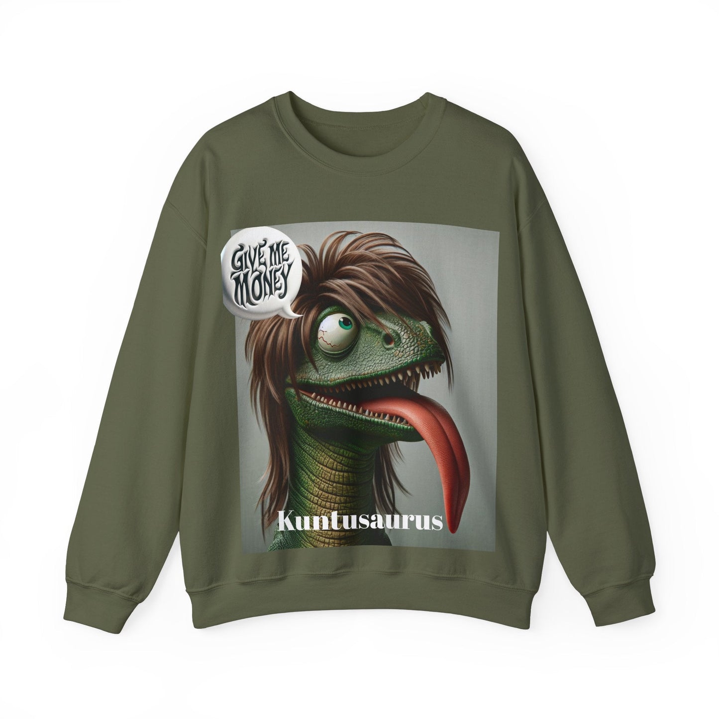 Kuntusaurus Money Unisex Heavy Blend™ Crewneck Sweatshirt S / Military Green Sweatshirt