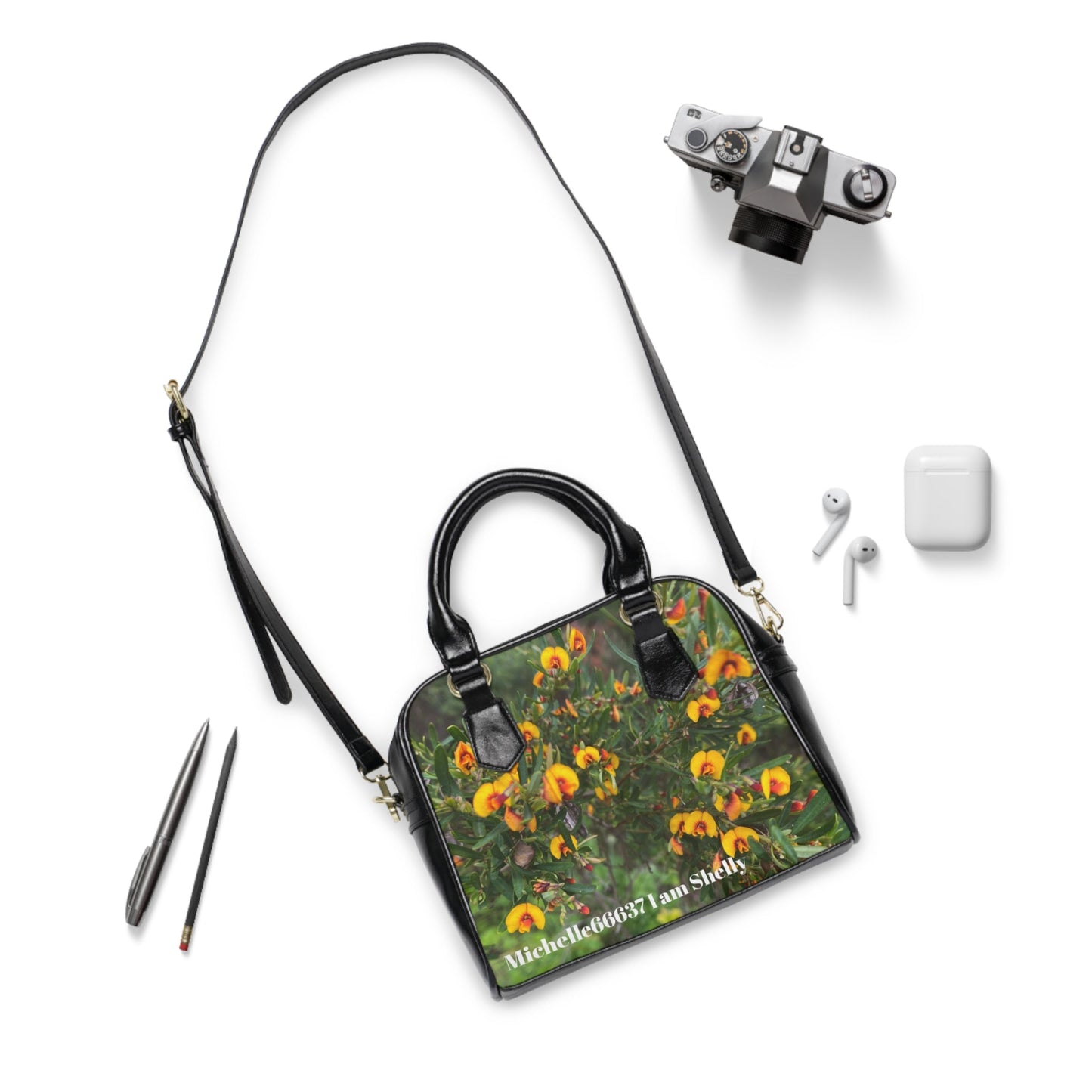 Michelle66637- Nature- PU Leather Shoulder Bag 9.45’’ x 8.27’’ / Black Bags