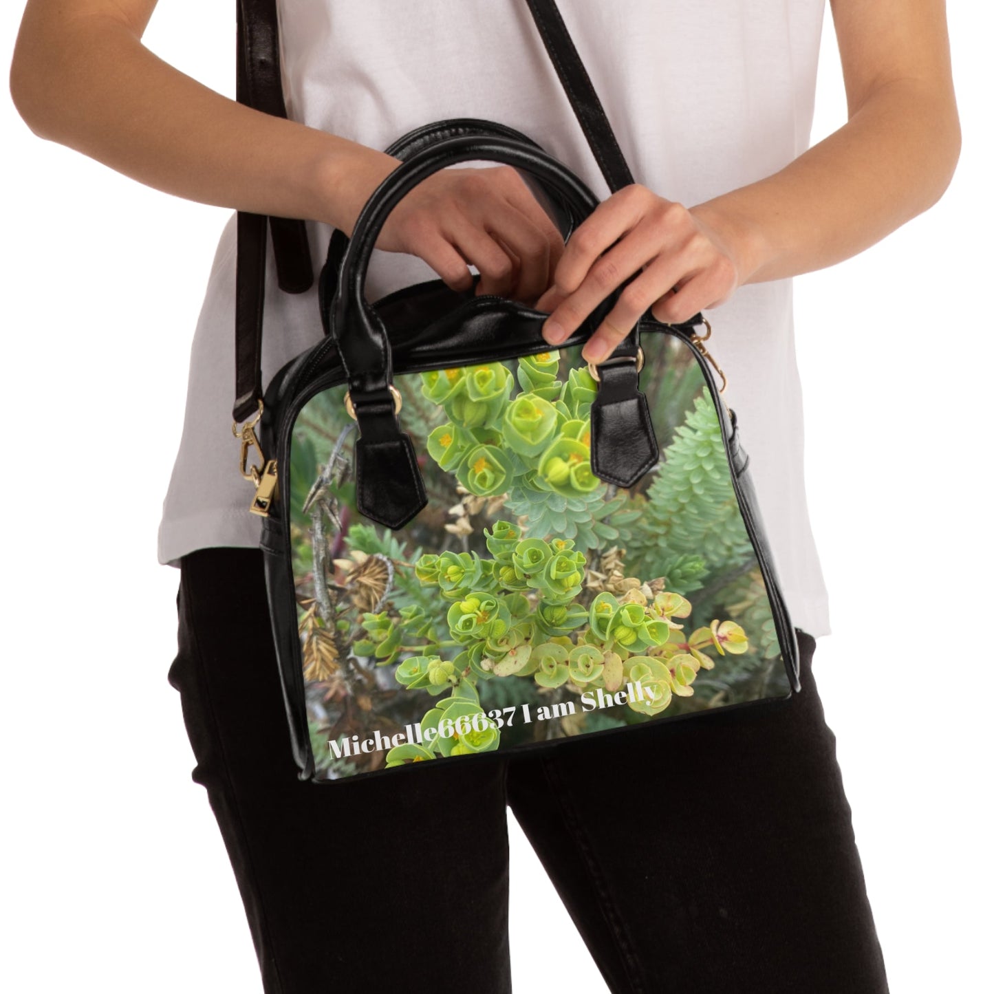 Michelle66637- Nature- PU Leather Shoulder Bag 9.45’’ x 8.27’’ / Black Bags