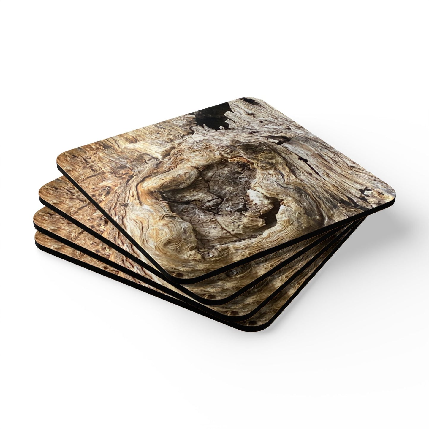 Tree Man - Faces Corkwood Coaster Set 20% Off Code: Treeman Home Decor