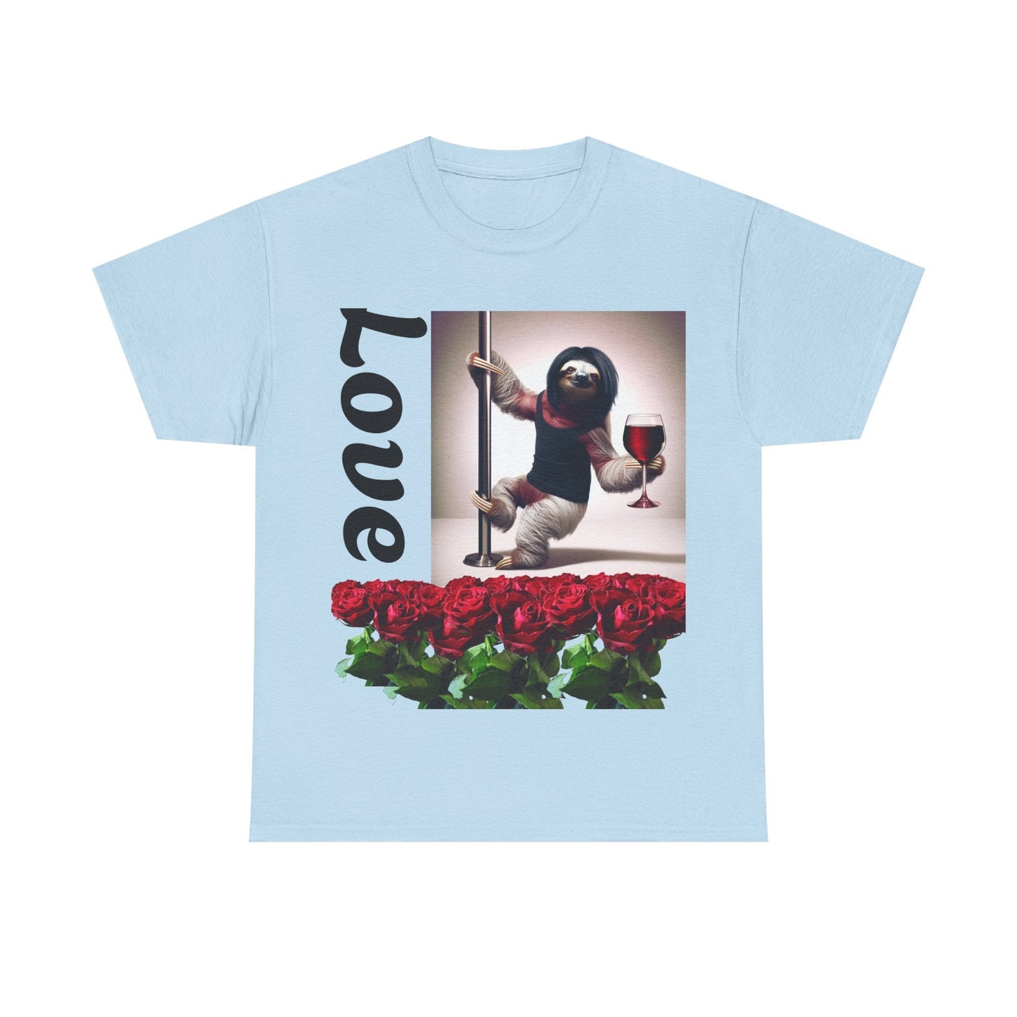 Love Sloth Heavy Cotton Tee Light Blue / S T-Shirt