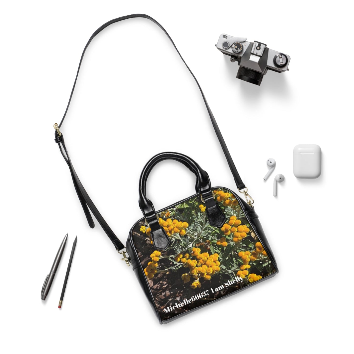 Michelle66637- Nature- PU Leather Shoulder Bag 9.45’’ x 8.27’’ / Black Bags