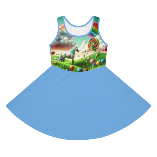 Magical Girls’ Sleeveless Sundress (AOP) Seam thread color automatically matched to design / 2T All Over Prints