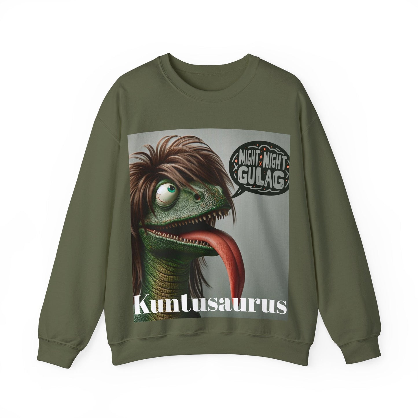 Kuntusaurus Night Night Unisex Heavy Blend™ Crewneck Sweatshirt S / Military Green Sweatshirt