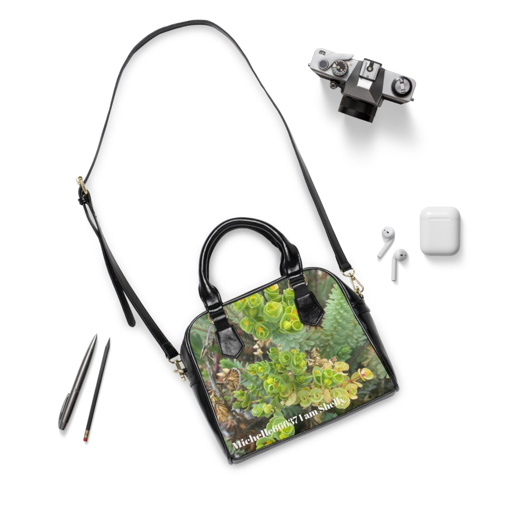 Michelle66637- Nature- PU Leather Shoulder Bag 9.45’’ x 8.27’’ / Black Bags