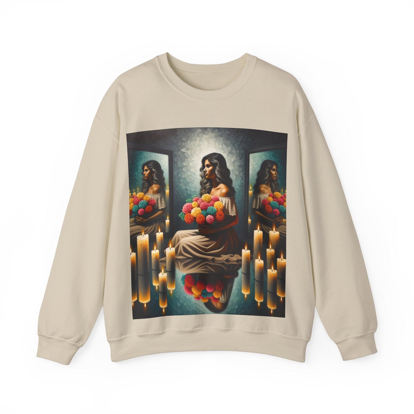 Beautiful lady Unisex Heavy Blend™ Crewneck Sweatshirt S / Sand Sweatshirt