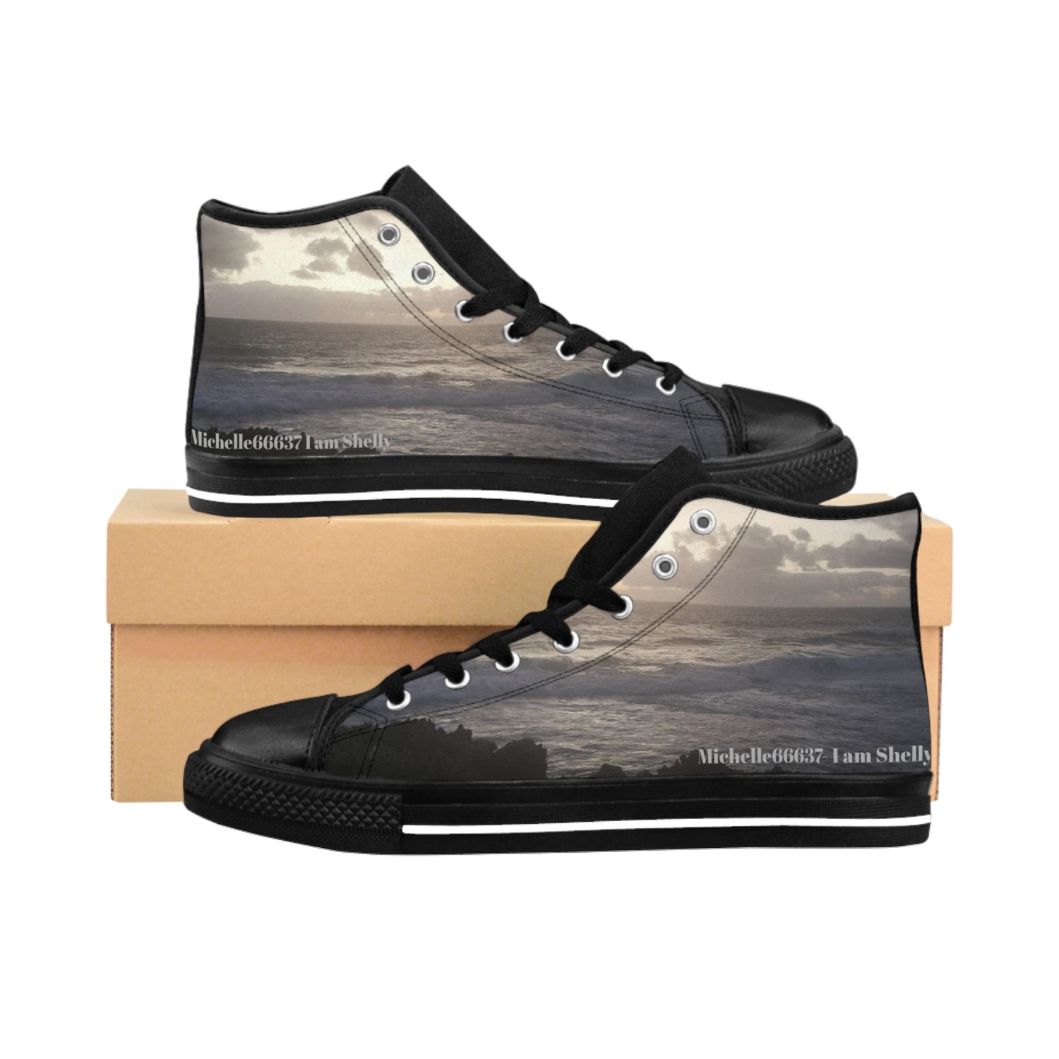 SNEAKERS - Sunset & Ocean Waves Design
