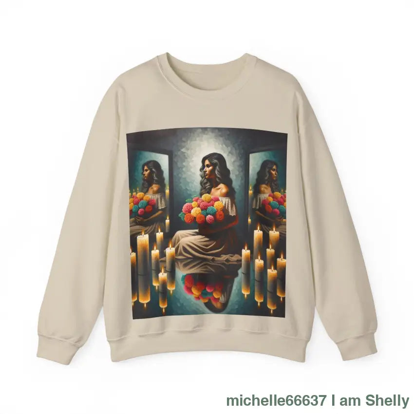 Beautiful lady Unisex Heavy Blend™ Crewneck Sweatshirt S / Sand Sweatshirt