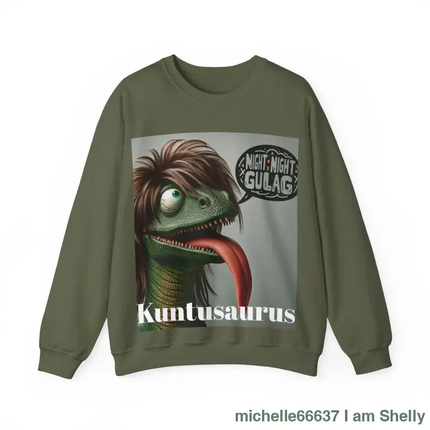 Kuntusaurus Night Night Unisex Heavy Blend™ Crewneck Sweatshirt S / Military Green Sweatshirt