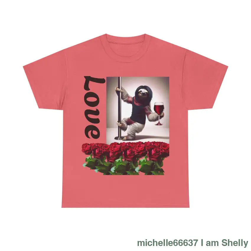 Love Sloth Heavy Cotton Tee Coral Silk / S T-Shirt