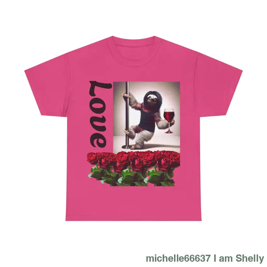 Love Sloth Heavy Cotton Tee Heliconia / S T-Shirt