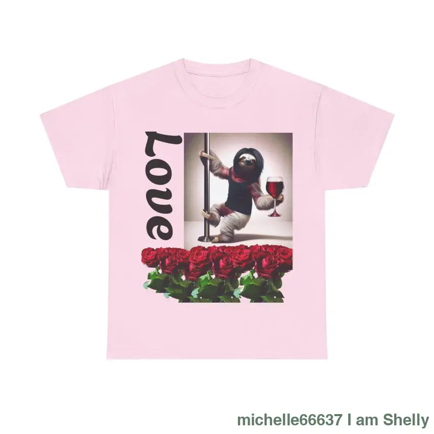 Love Sloth Heavy Cotton Tee Light Pink / S T-Shirt