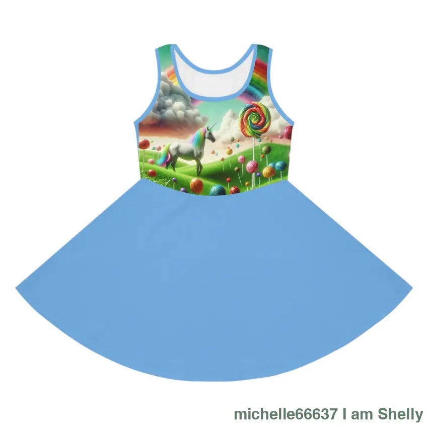 Magical Girls’ Sleeveless Sundress (AOP) Seam thread color automatically matched to design / 2T All Over Prints