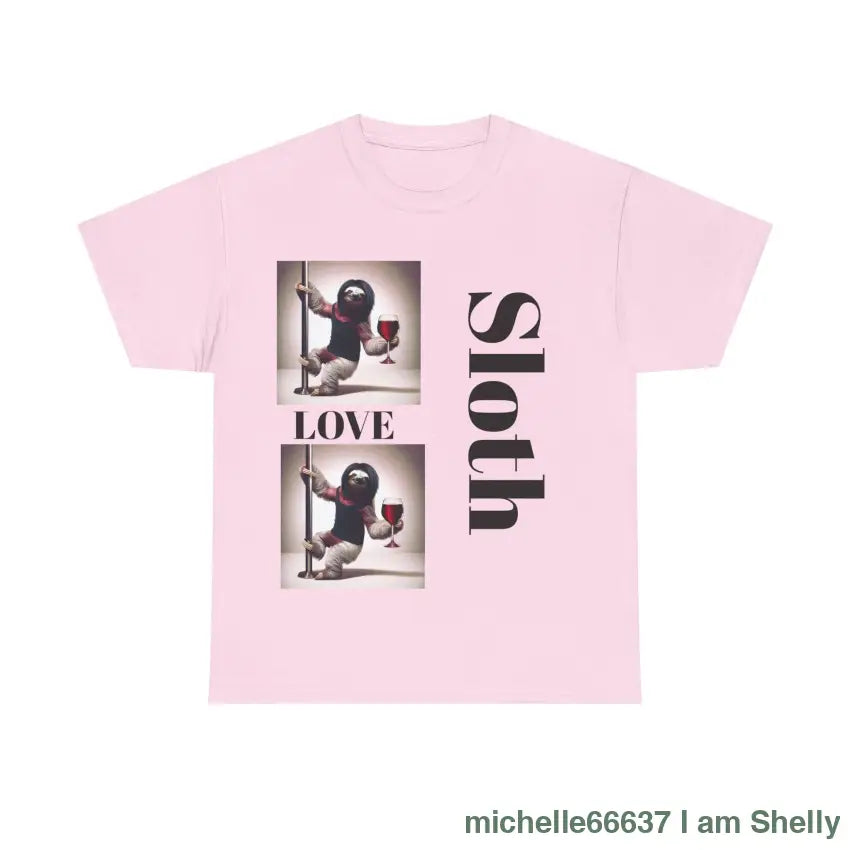 Sloth Love Heavy Cotton Tee buy any 3 get 1 free. Free Shipping within Australia Light Pink / S T-Shirt