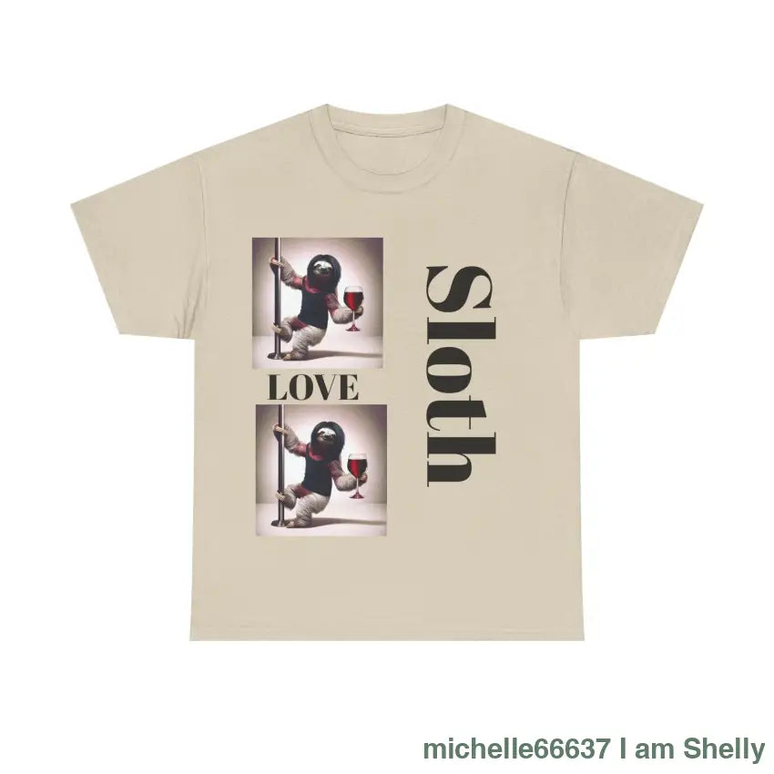 Sloth Love Heavy Cotton Tee buy any 3 get 1 free. Free Shipping within Australia Sand / L T-Shirt