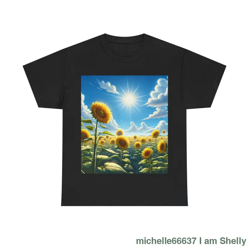 Sunflowers- Heavy Cotton Tee Black / S T-Shirt