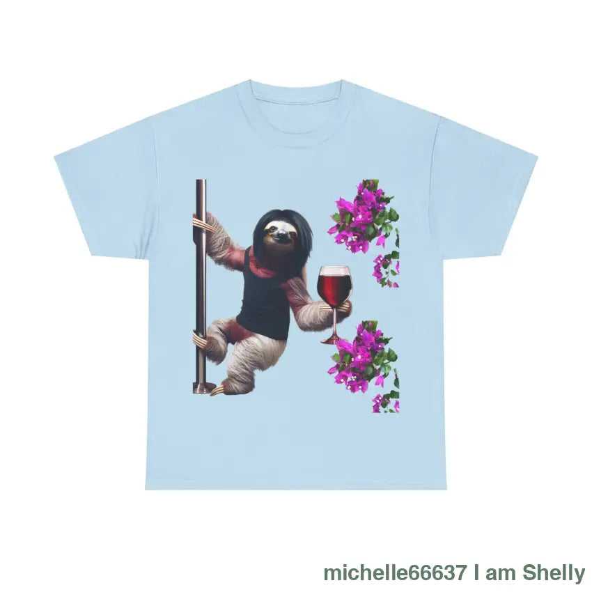 Sweet Love Sloth Heavy Cotton Tee Light Blue / S T-Shirt