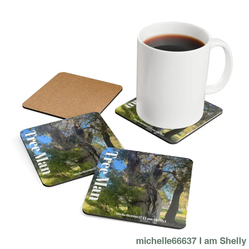 Tree Man Corkwood Coaster Set 20% Off Code Treeman Cork / 3.75’’ × Square Home Decor